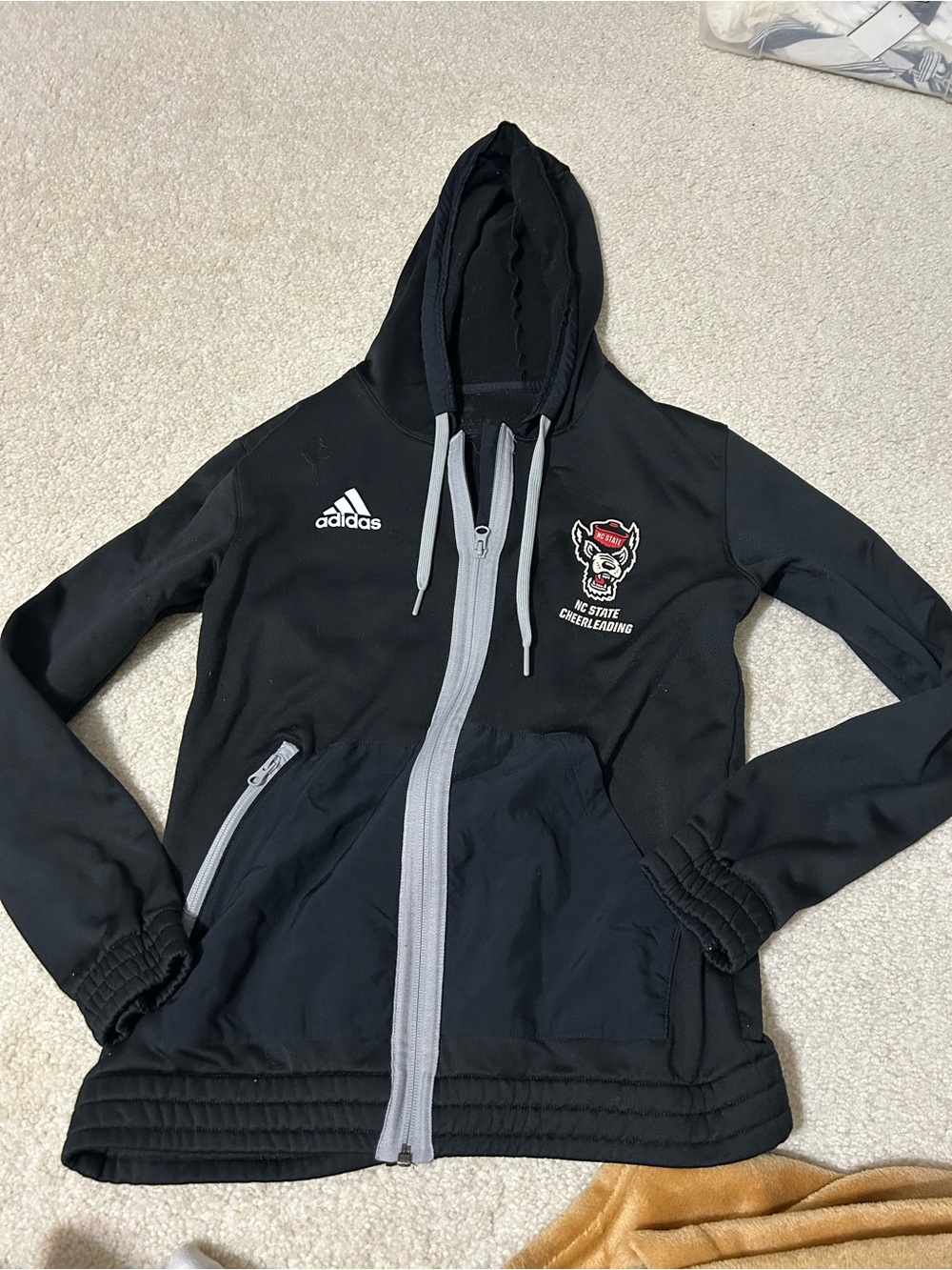Adidas Black NC State Wolfpack Cheer Zip Hoodie